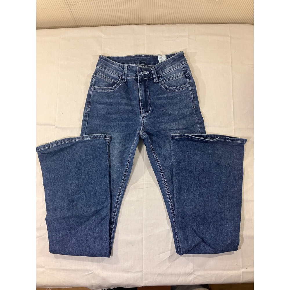 SHEIN Flare Leg Jeans Womens XS Extra Small Dark Wash Denim Casual